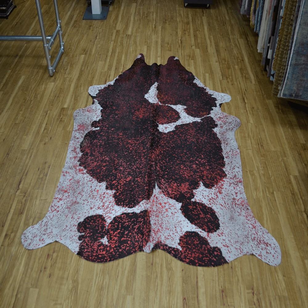 Coloured Cowhide 9028 Rugs in Red